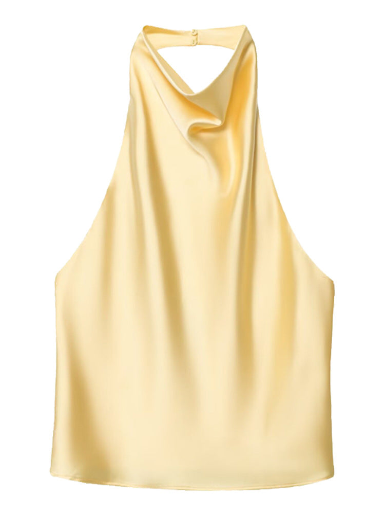 Elegantes Neckholder Top Damen aus Seidensatin Oberteil