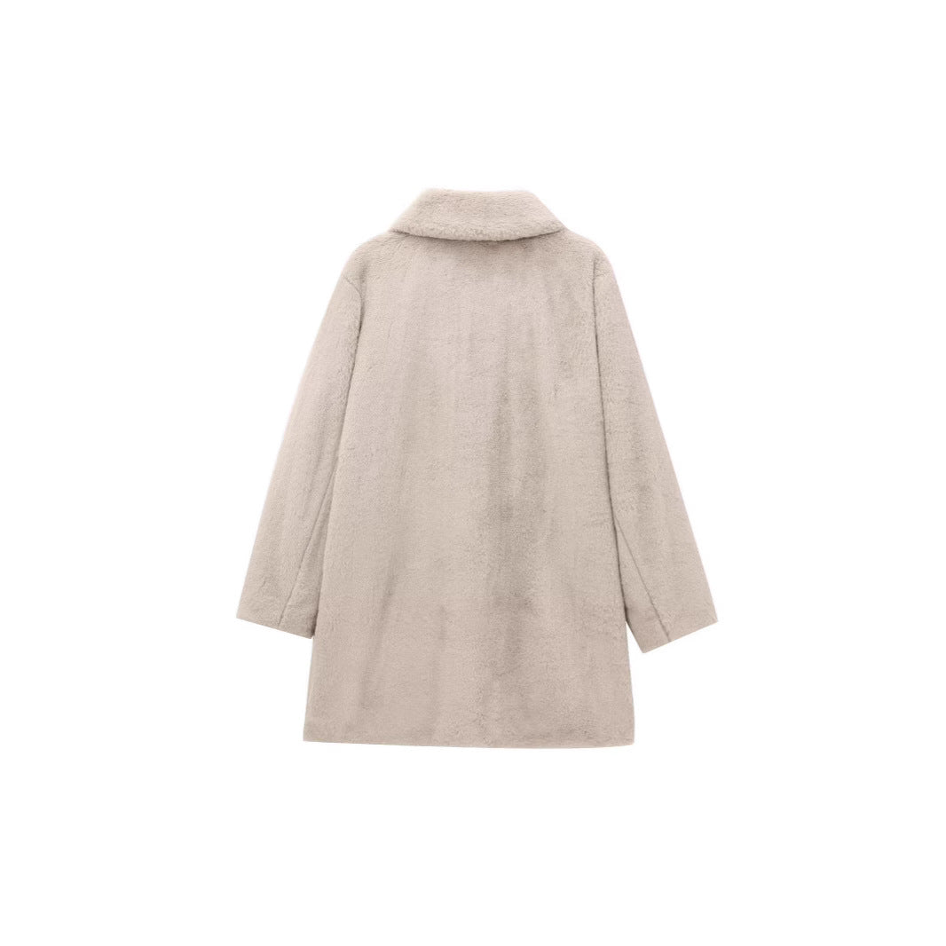 Damen Manteljacke mit Kunstpelz Effekt für stilvolle Looks