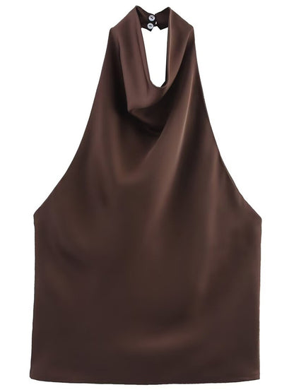 Elegantes Neckholder Top Damen aus Seidensatin Oberteil