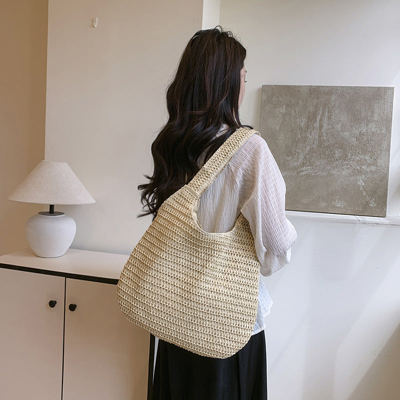 Strandtasche mit Schulterriemen gewebtem Design und Henkel