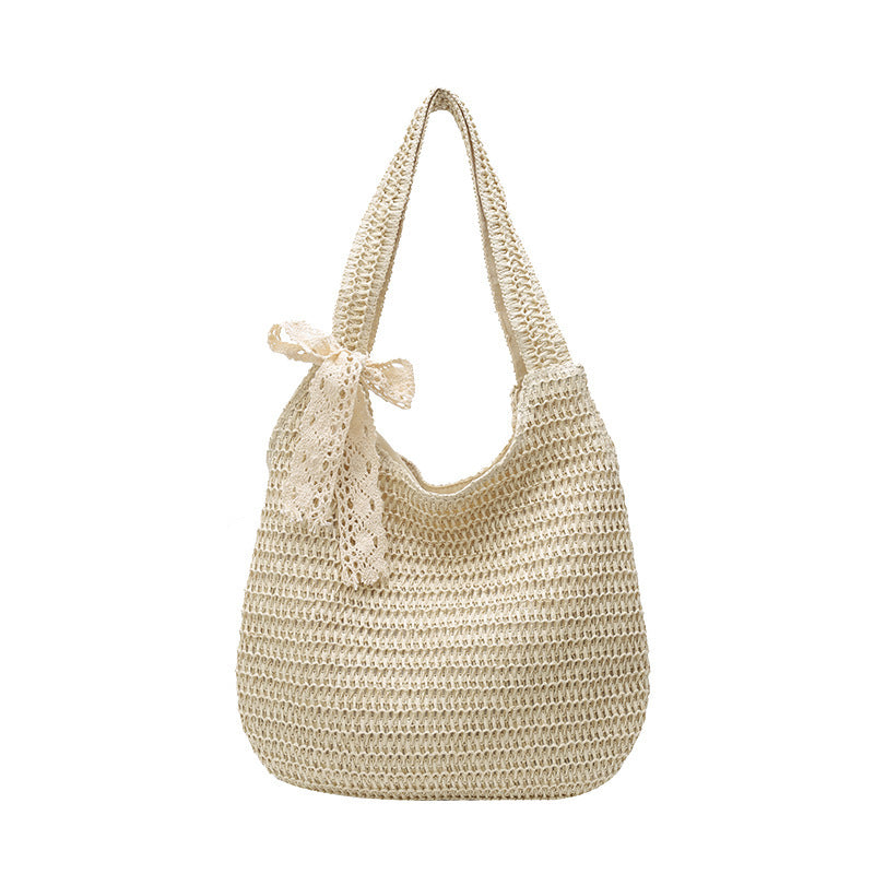 Strandtasche mit Schulterriemen gewebtem Design und Henkel