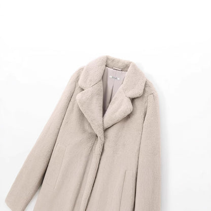 Damen Manteljacke mit Kunstpelz Effekt für stilvolle Looks