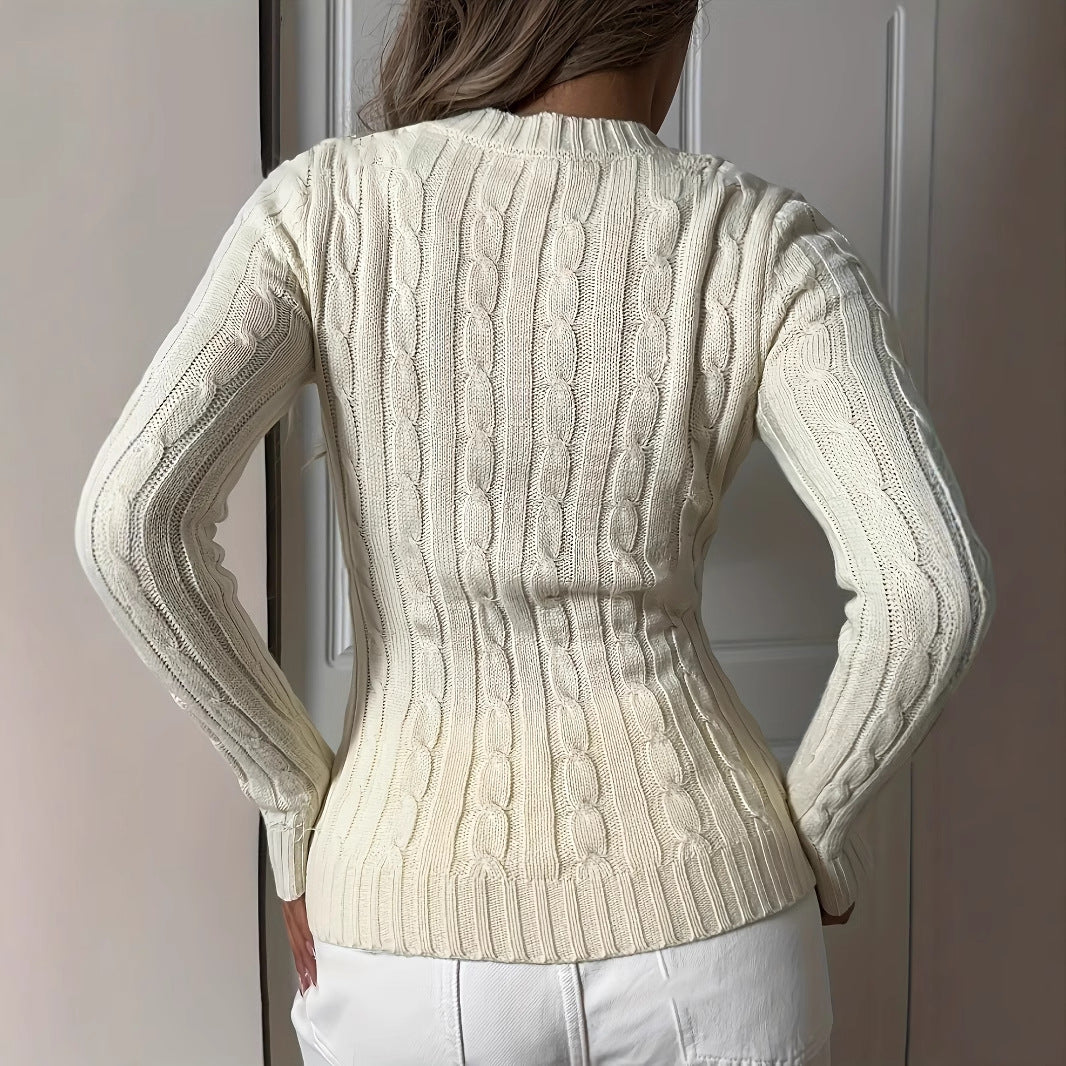 V Ausschnitt Strickpullover Damen Langarm elegant weich