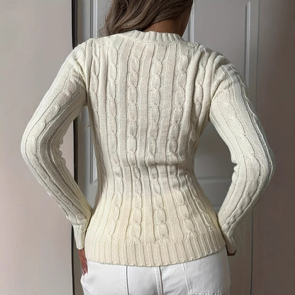 V Ausschnitt Strickpullover Damen Langarm elegant weich