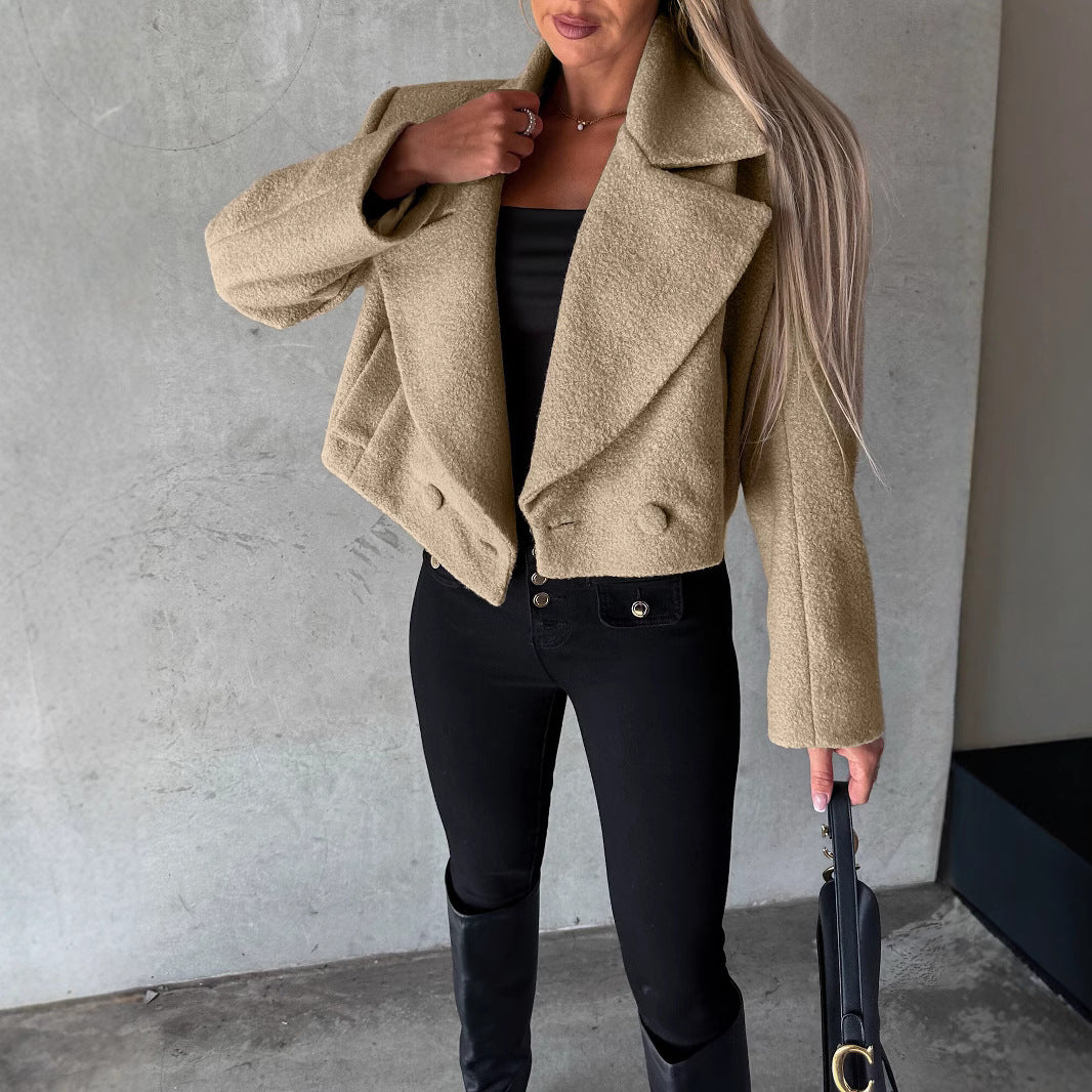 Oversize Wollmantel Damen mit Stehkragen in Unifarbe