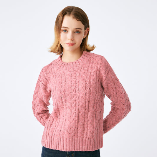 Lockerer jugendlicher Alpaka Strickpullover für Damen