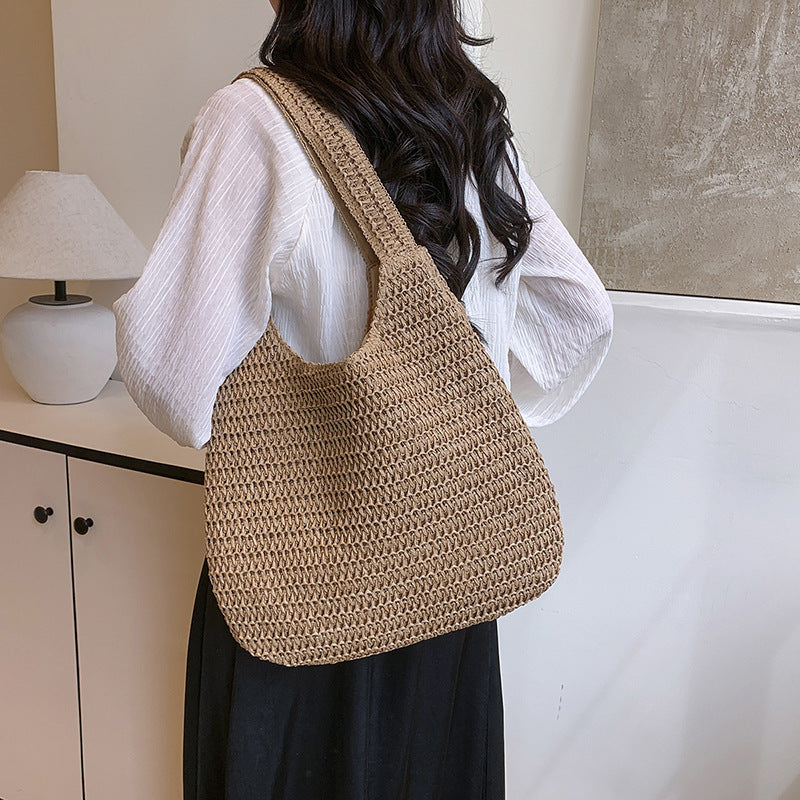 Strandtasche mit Schulterriemen gewebtem Design und Henkel