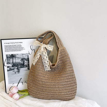 Strandtasche mit Schulterriemen gewebtem Design und Henkel