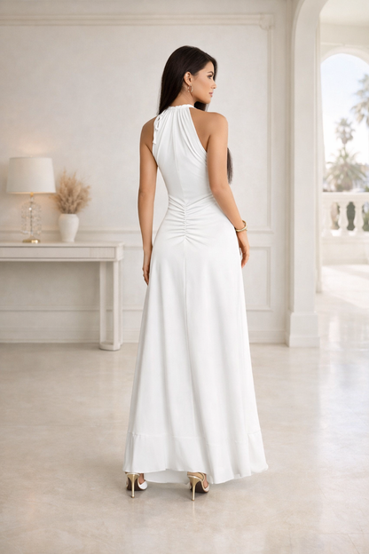 Figurformendes plissiertes einfarbiges Sommerkleid