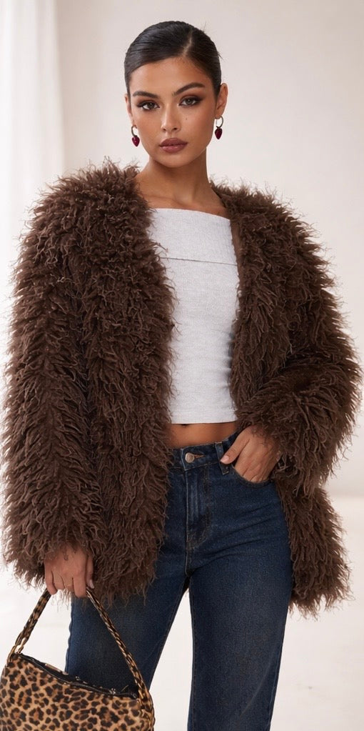 Damen Kunstpelzjacke für stilvolle warme Alltagslooks