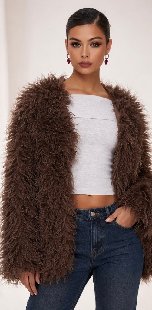Damen Kunstpelzjacke für stilvolle warme Alltagslooks
