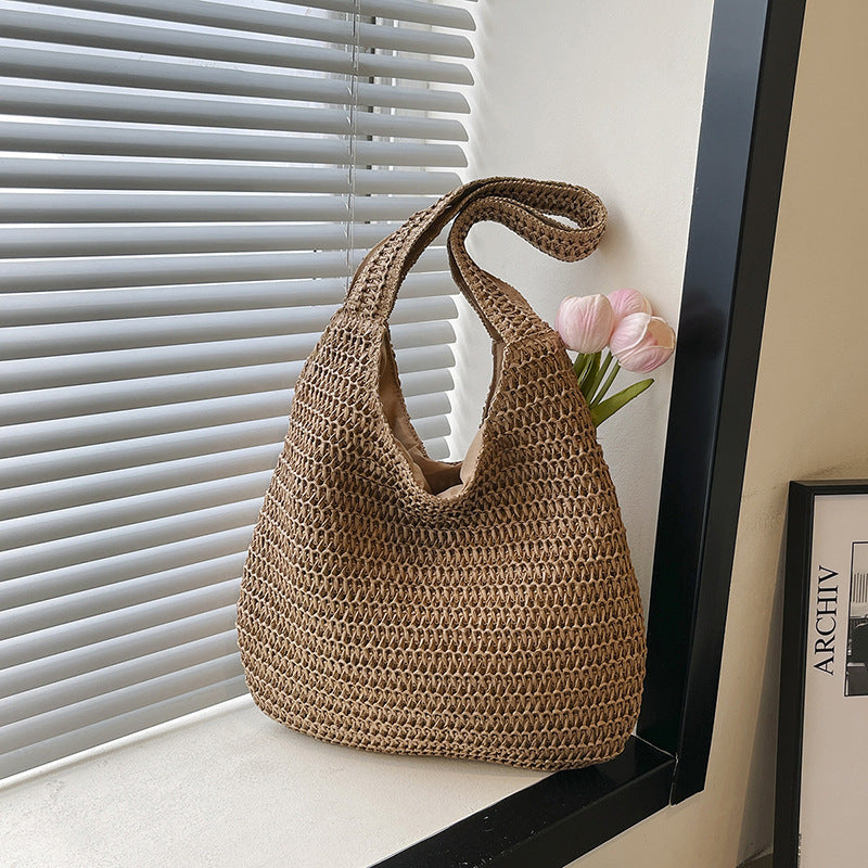 Strandtasche mit Schulterriemen gewebtem Design und Henkel
