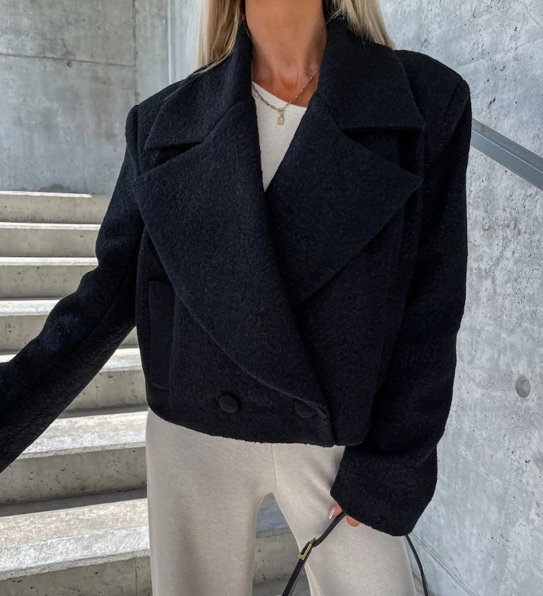 Oversize Wollmantel Damen mit Stehkragen in Unifarbe