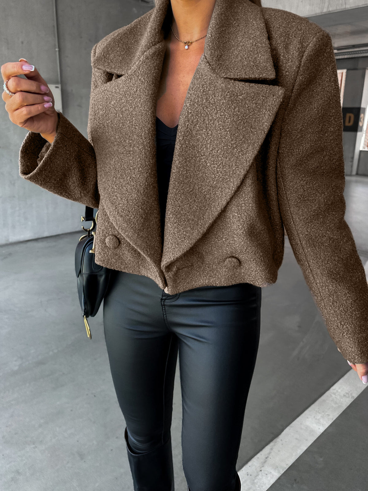 Oversize Wollmantel Damen mit Stehkragen in Unifarbe