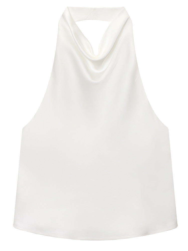 Elegantes Neckholder Top Damen aus Seidensatin Oberteil