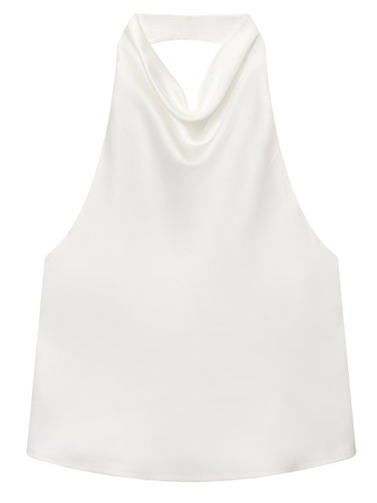 Elegantes Neckholder Top Damen aus Seidensatin Oberteil