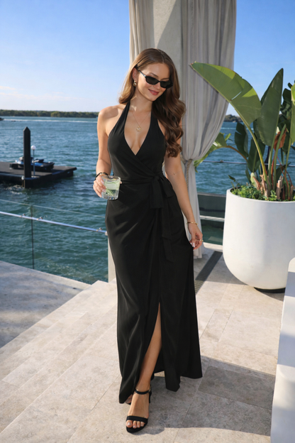 Elegantes Halter Bodycon Kleid mit Schlitz für Damen