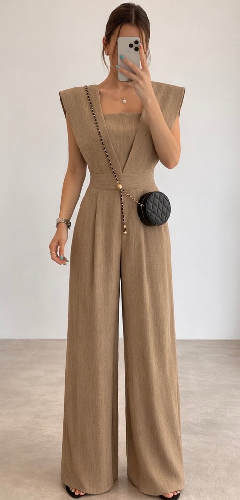Chiffon Jumpsuit für Damen im Retro Stil mit weitem Bein