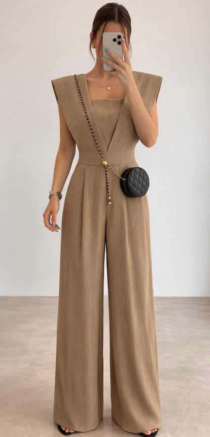 Chiffon Jumpsuit für Damen im Retro Stil mit weitem Bein