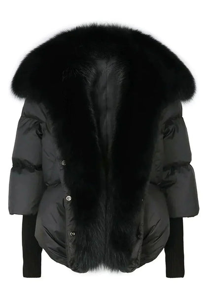 Elegante Luxusjacke mit Kunstpelzkragen für Damen Winter