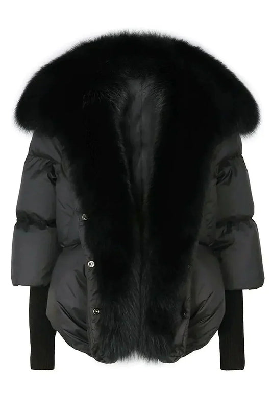 Elegante Luxusjacke mit Kunstpelzkragen für Damen Winter