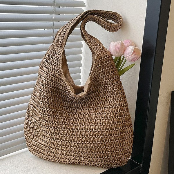 Strandtasche mit Schulterriemen gewebtem Design und Henkel