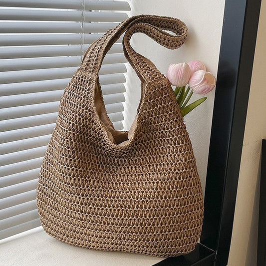 Strandtasche mit Schulterriemen gewebtem Design und Henkel