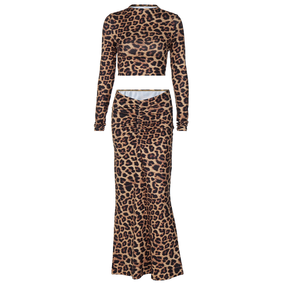 Eleganter Damen Stretchanzug mit Leopardenmuster modern