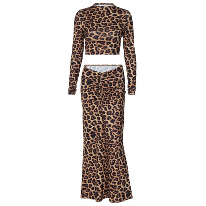 Eleganter Damen Stretchanzug mit Leopardenmuster modern