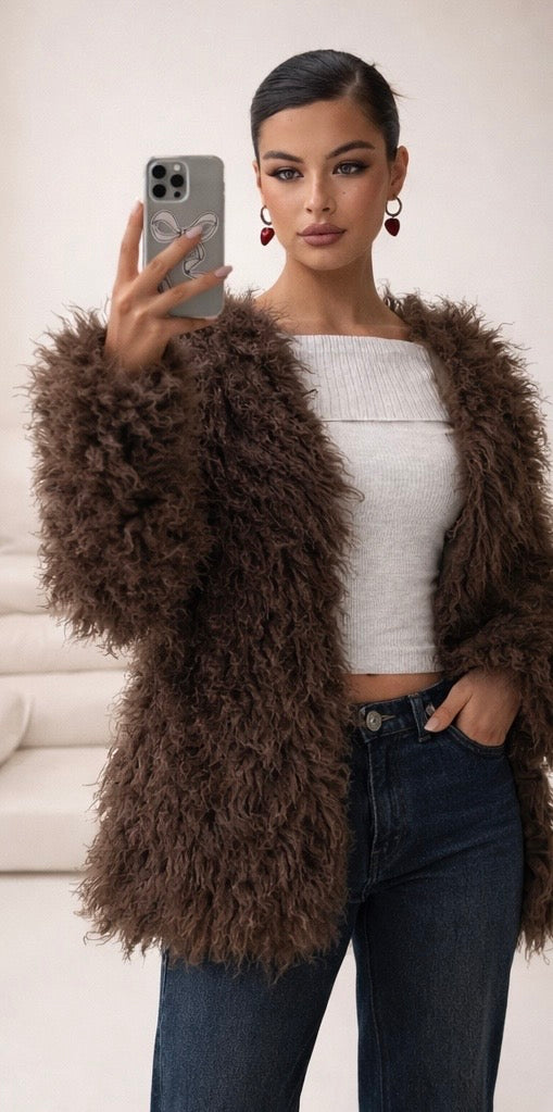 Damen Kunstpelzjacke für stilvolle warme Alltagslooks