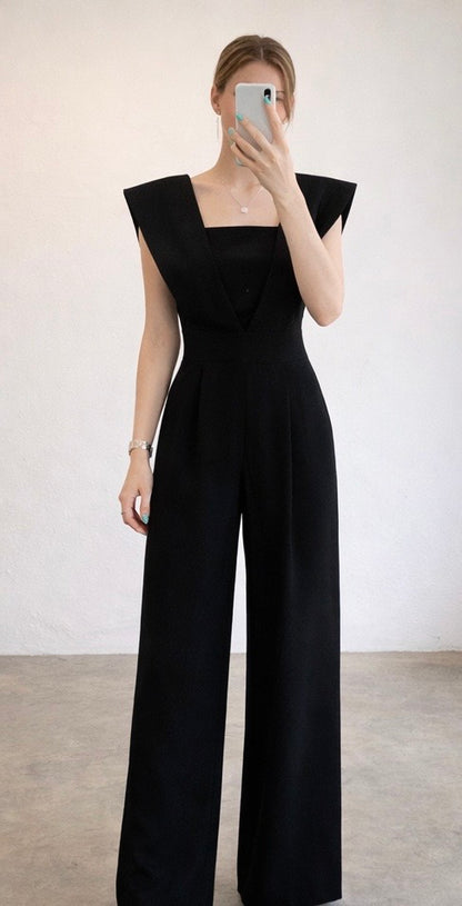 Chiffon Jumpsuit für Damen im Retro Stil mit weitem Bein
