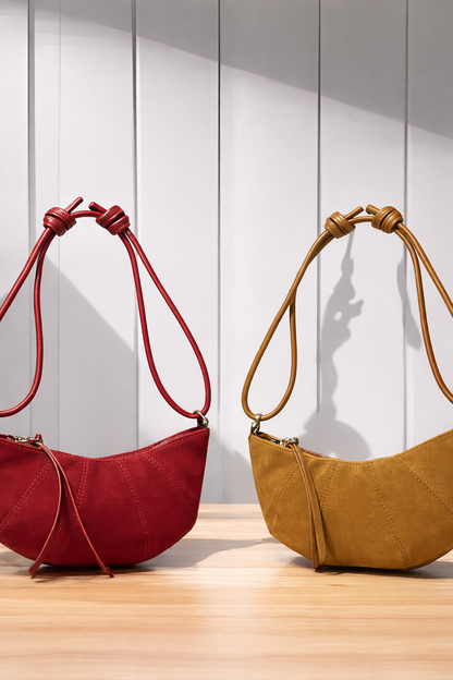 Italian Suede Shoulder Bag Luna Premium Leather Handbag