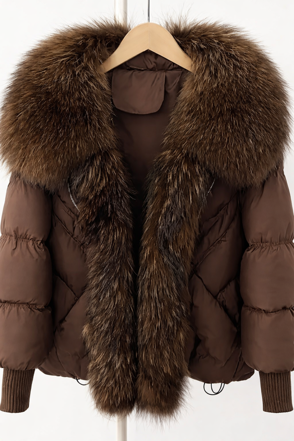 Elegante Luxusjacke mit Kunstpelzkragen für Damen Winter