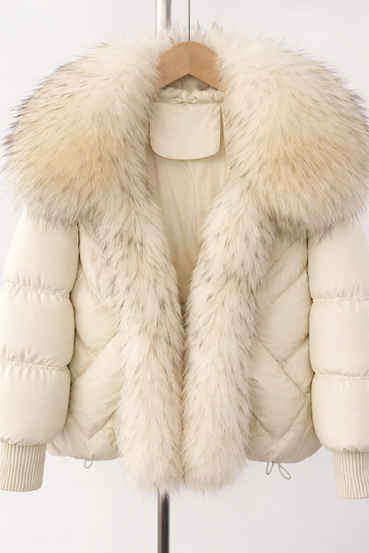 Elegante Luxusjacke mit Kunstpelzkragen für Damen Winter