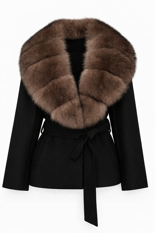 Luxuriöse Damenjacke mit Kunstpelzkragen elegant warm