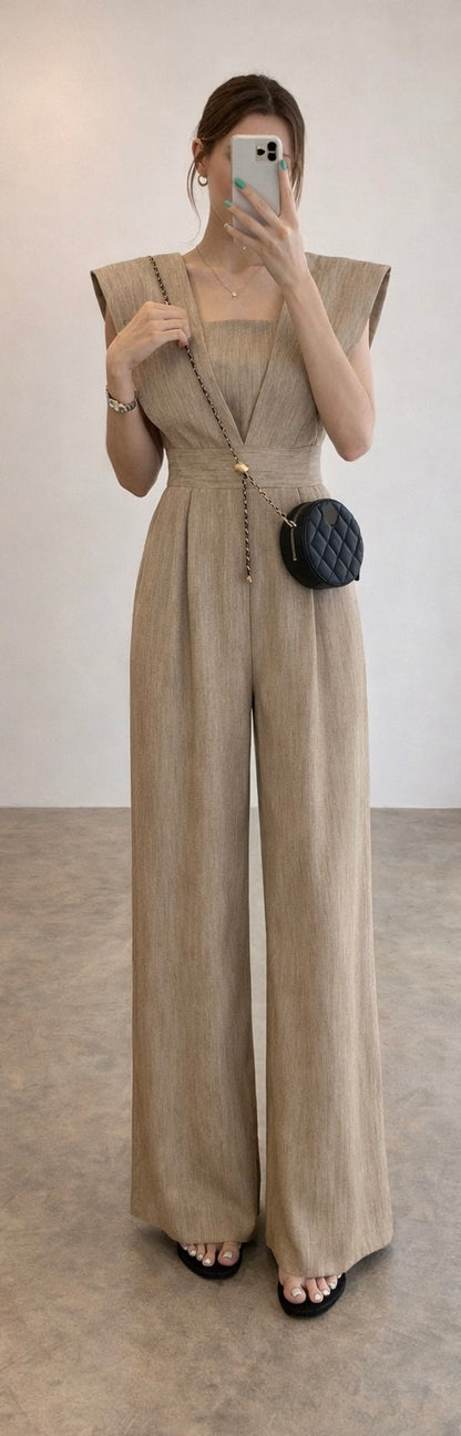 Chiffon Jumpsuit für Damen im Retro Stil mit weitem Bein