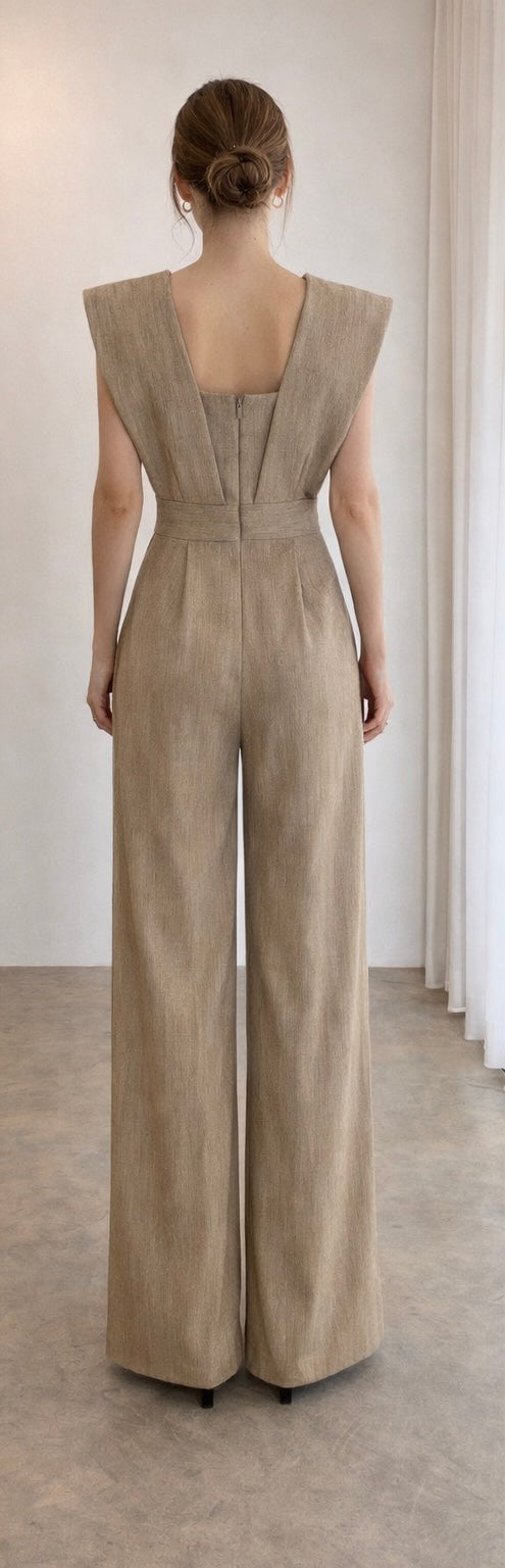 Chiffon Jumpsuit für Damen im Retro Stil mit weitem Bein