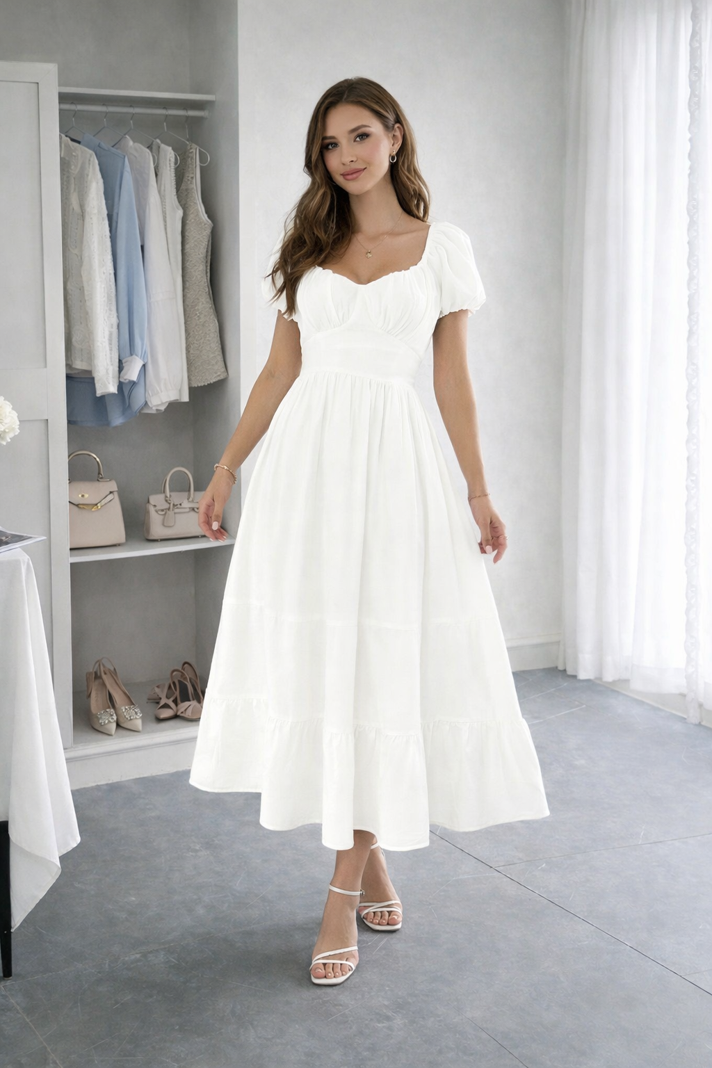 Elegantes Maxikleid mit offenem Rücken und A-Linien Schnitt