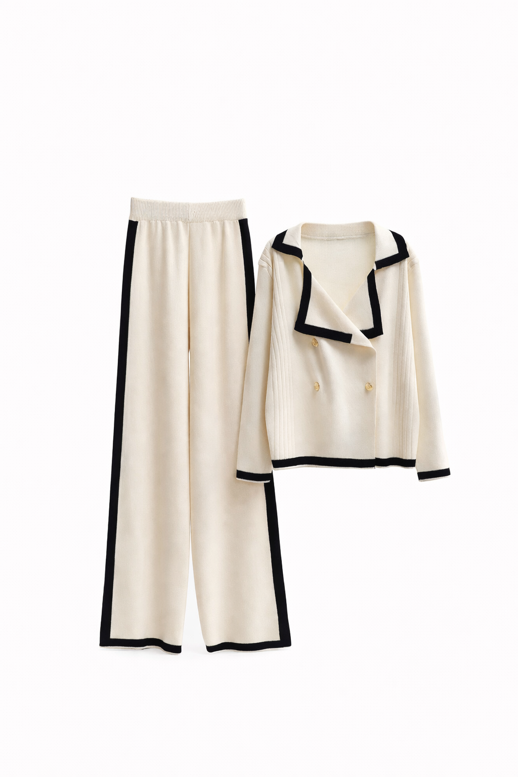 Damen Herbst Strickhosen Zweiteiler mit weitem Bein elegant