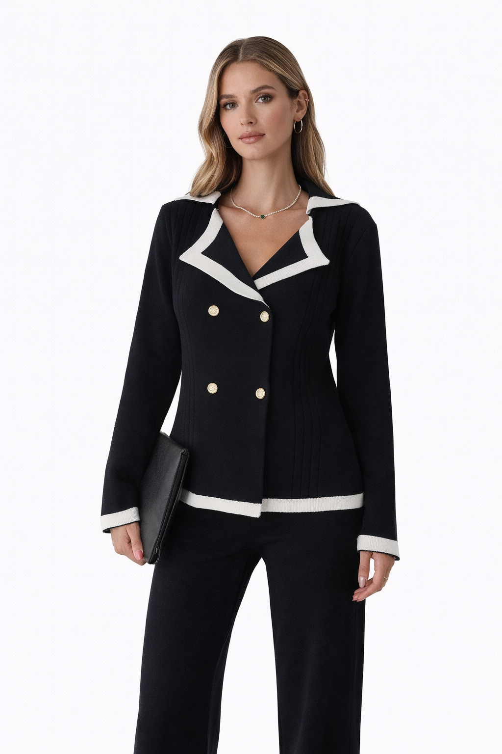 Damen Herbst Strickhosen Zweiteiler mit weitem Bein elegant