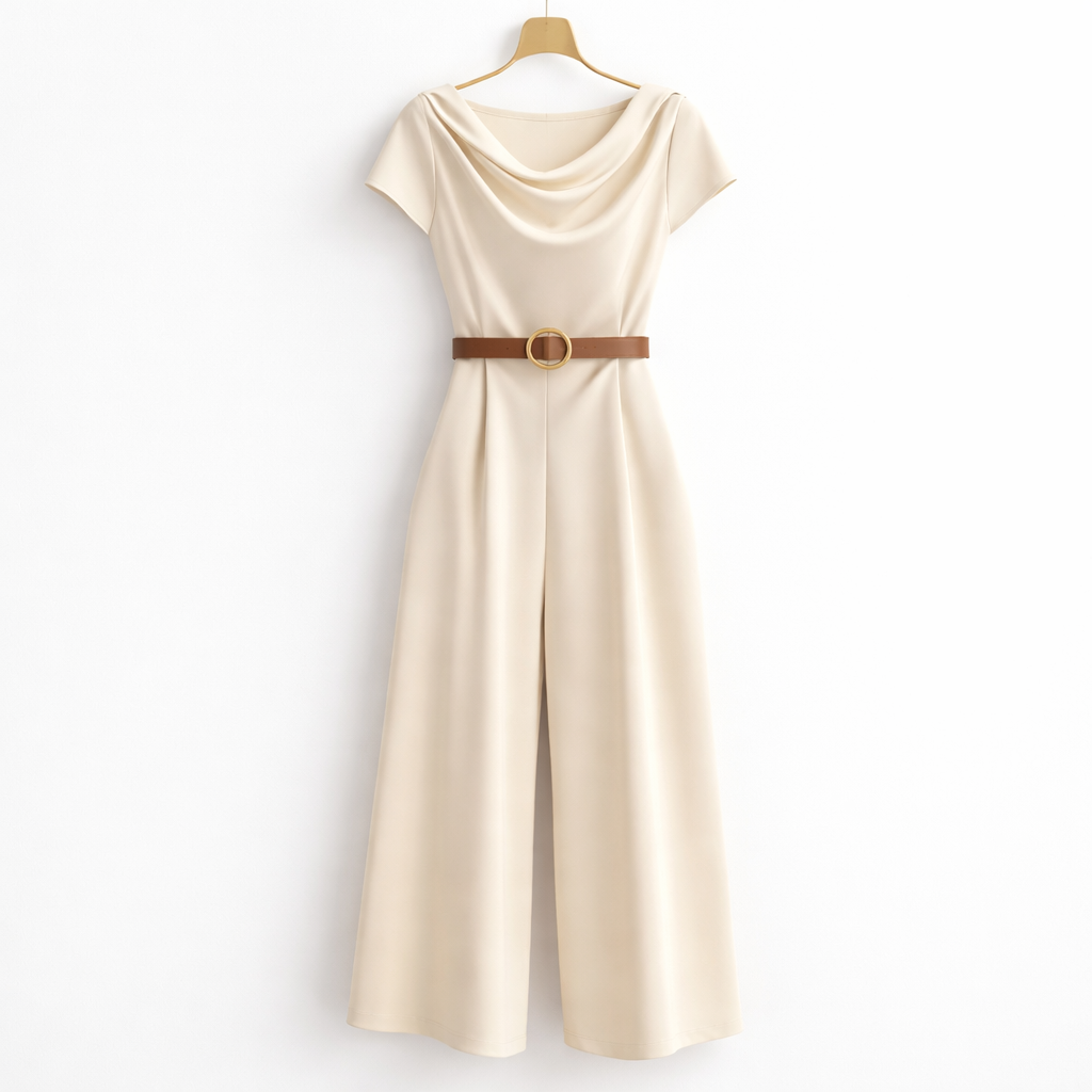 Eleganter Satin Jumpsuit für Damen mit weitem Bein