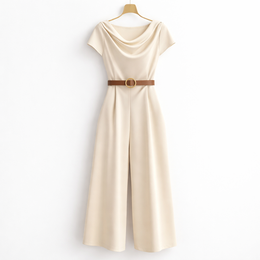 Eleganter Satin Jumpsuit für Damen mit weitem Bein