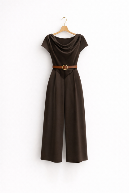 Eleganter Satin Jumpsuit für Damen mit weitem Bein