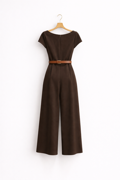 Eleganter Satin Jumpsuit für Damen mit weitem Bein