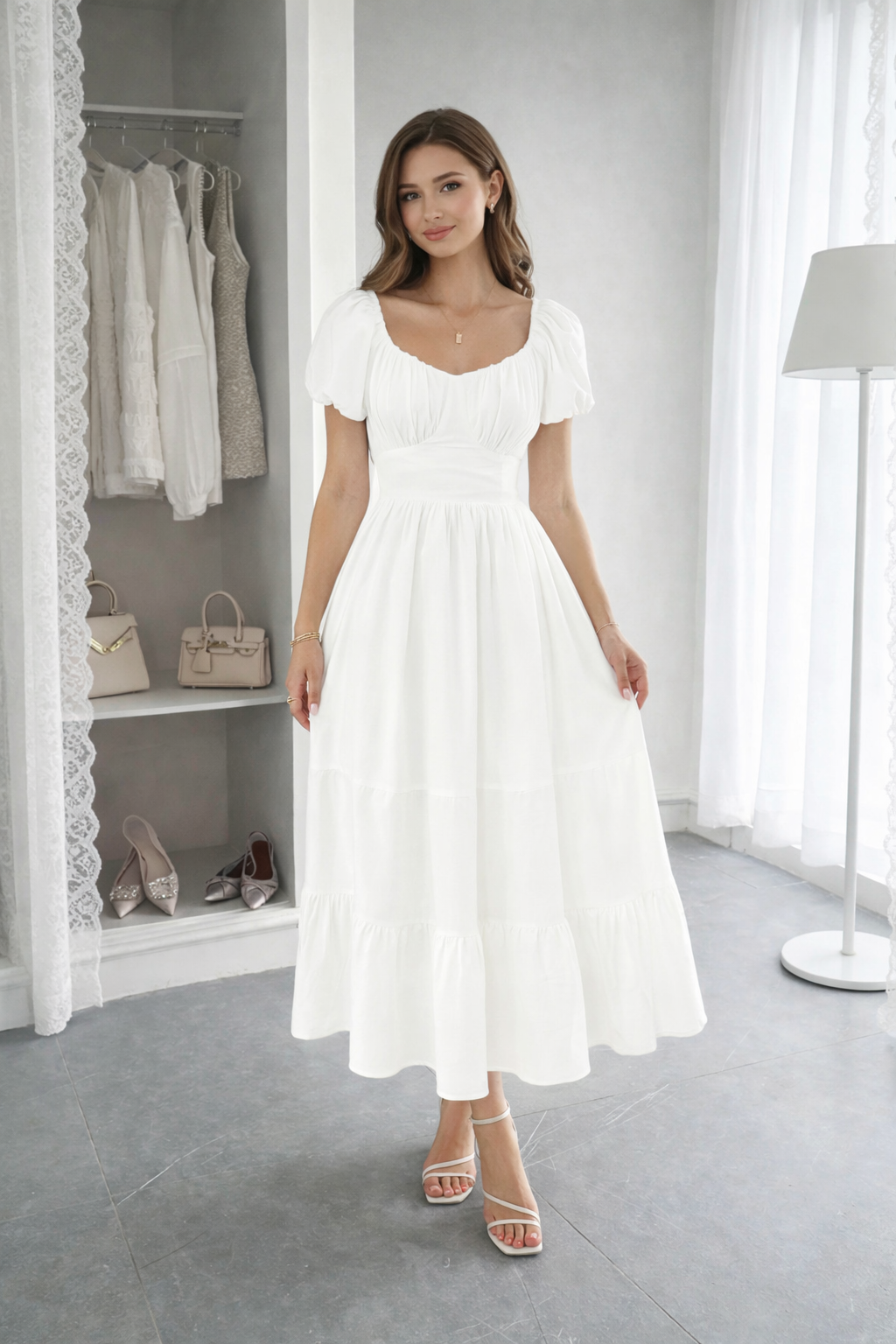Elegantes Maxikleid mit offenem Rücken und A-Linien Schnitt