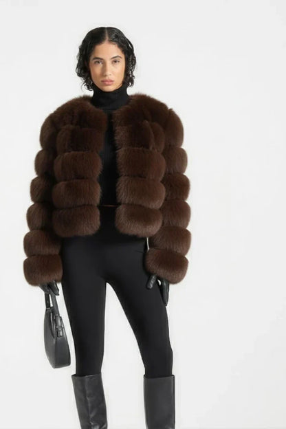 Trendige Kunstpelzjacke für Damen elegant und warm