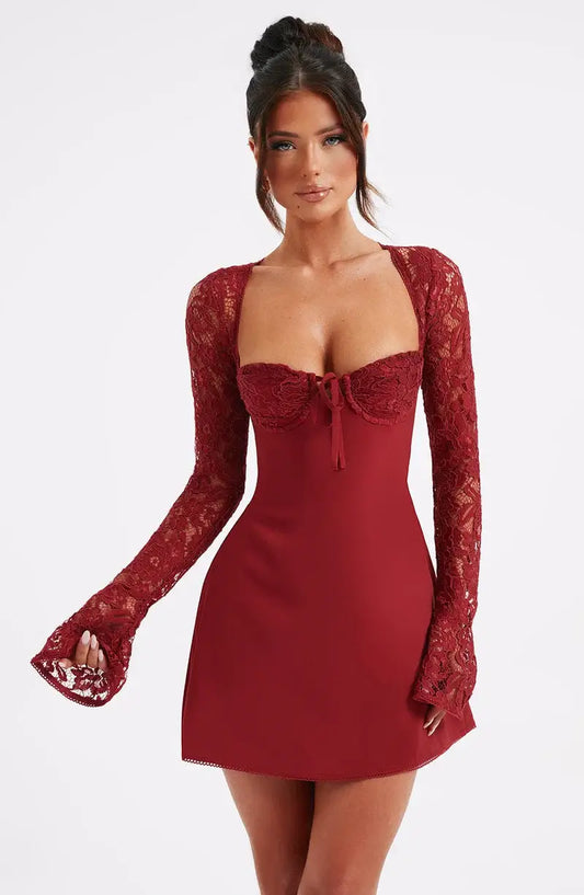 Elegantes Spitzen Minikleid mit Spitzendetails für Damen