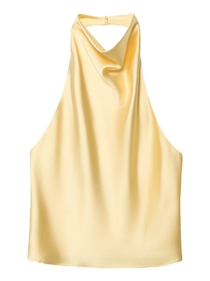 Elegantes Neckholder Top Damen aus Seidensatin Oberteil