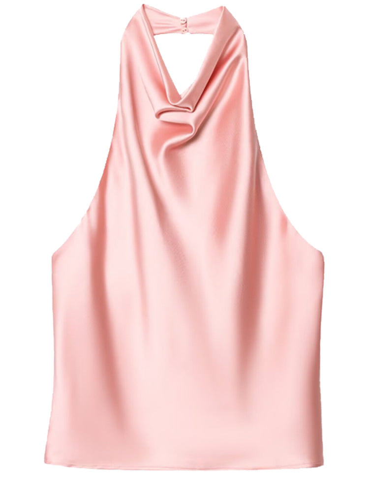 Elegantes Neckholder Top Damen aus Seidensatin Oberteil