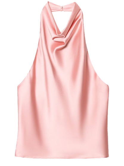 Elegantes Neckholder Top Damen aus Seidensatin Oberteil